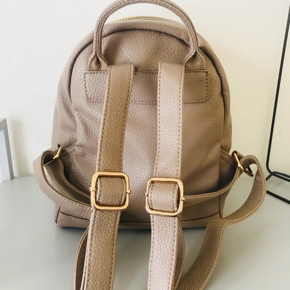Mini Contemporary Vegan Leather Backpack - Taupe - Picture 5 of 6